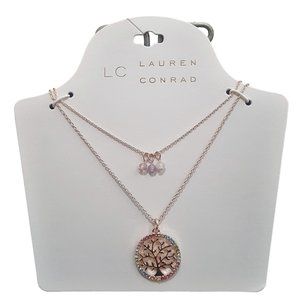LC LAUREN CONRAD ROSE GOLD PLATED TREE OF LIFE DOUBLE LAYERED NECKLACE NWT